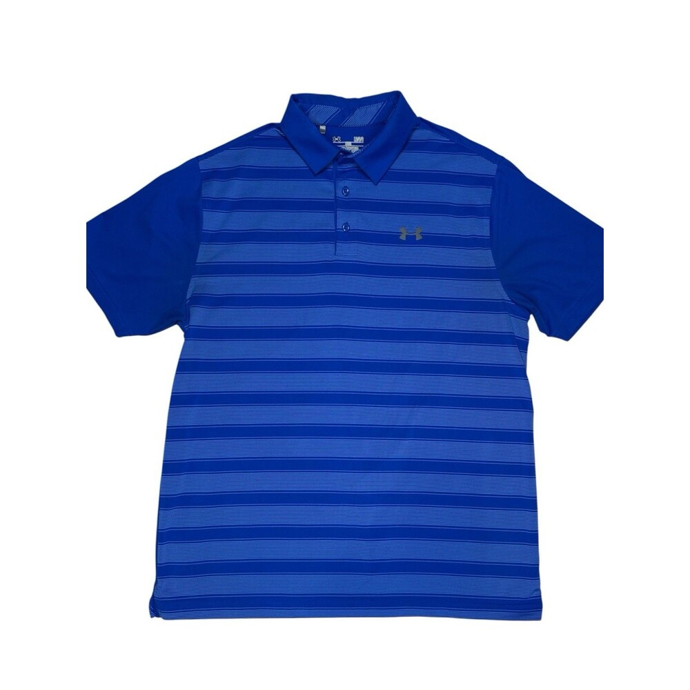UNDER ARMOUR‎ Men's Flagstick Striped Golf Polo Shirt Size Large Royal Blue